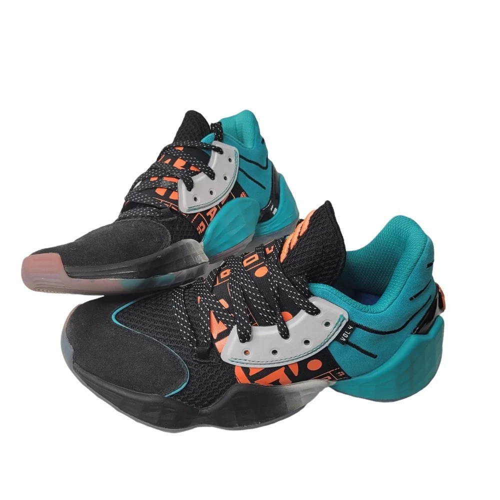 Adidas James Harden Vol. 4 Basketball Shoes Kids Sz‎ 4 Teal Black Orange FW4340